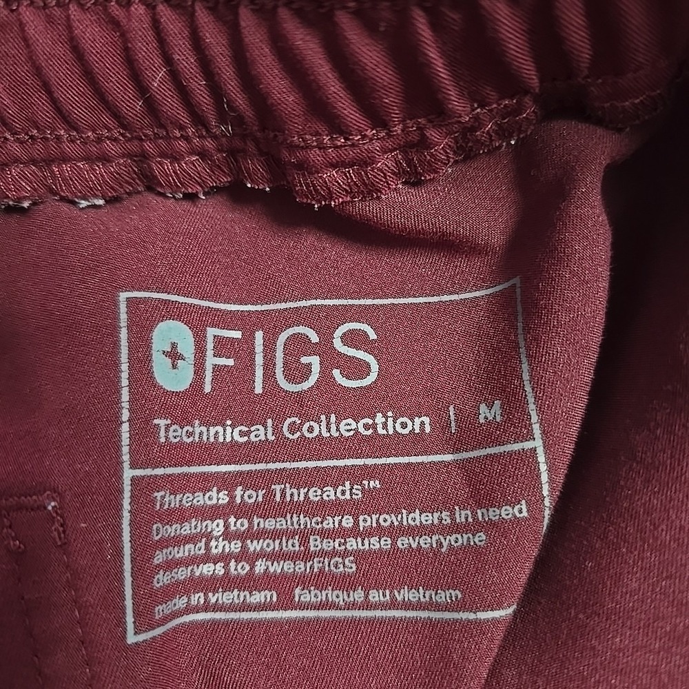 Figs Zamora Jogger Pants Womens Medium Burgundy Maroon Stretch Scrub Workwear - Picture 6 of 6
